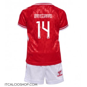 Danimarca Mikkel Damsgaard #14 Prima Maglia Bambino Europei 2024 Manica Corta (+ Pantaloni corti)